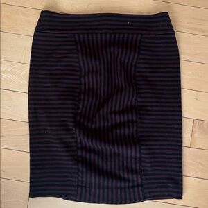 LOFT Striped Pencil Skirt in Black and Plum Size 6
